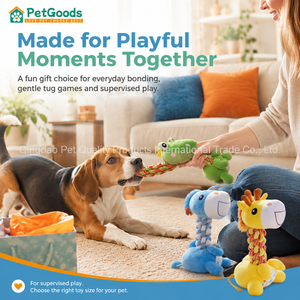 Jouet en peluche durable pour chien avec couineur, motifs girafe, poney, dinosaure pour détaillants de magasins d'animaux et partenaires de vente en gros - Product Image 4