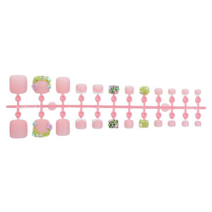 24 <span class=keywords><strong>Uñas</strong></span> Postizas de ABS con Diseño Floral 3D, <span class=keywords><strong>Uñas</strong></span> Francesas <span class=keywords><strong>Cortas</strong></span> <span class=keywords><strong>Cuadradas</strong></span> Color Nude, con Acentos de Perlas y Diamantes de Imitación Verdes, Reutilizables, de Lujo, para Verano - Product Image 3