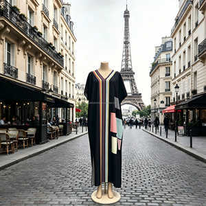 Nouvelle Robe Ample à Rayures et Col en <span class=keywords><strong>V</strong></span> Imprimé Africain pour Femme, Taille Plus, Idéale Été, Automne et Usage Quotidien 2026 - Product Image 3