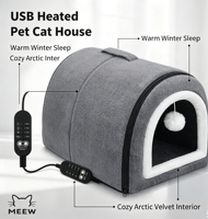 MEEW Lit chauffant pour chat alimenté par USB, double usage, nid chaud, maison pour animaux de compagnie pour petits chats, chiots et chiens