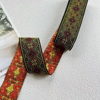 Cinta Jacquard Ecológica de Poliéster 100% de 3.3 cm de Ancho, Estilo Étnico, Cinta de Alta Tenacidad para Accesorios de Ropa y Calzado