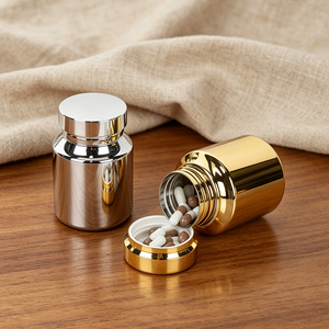 Flacon à pilules en plastique plaqué or et argent de 200 ml, vide, pour compléments alimentaires, vitamines, capsules, comprimés, poudre, aliments santé - Product Image 3