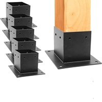 Base de poteau de pergola en acier au carbone, support d'ancrage carré pour poteau avec revêtement en poudre pour gazebo en bois, terrasse, jardin extérieur