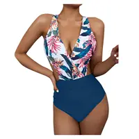 Sexy Halter One Piece Swimsuit Phụ Nữ 2021 Cộng Với Kích Thước Quần Áo Bơi Nữ Push Up Chắp Vá Bơi Cho Tắm Suit Của Phụ Nữ Monokini