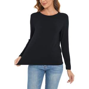 Haut à manches longues personnalisé pour femme en viscose de bambou douce, chemise de pyjama - Product Image 1