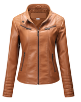 Nouvelle veste en daim style européen pour moto, imperméable, coupe-vent, écologique, fermeture éclair, coupe courte, pour femme