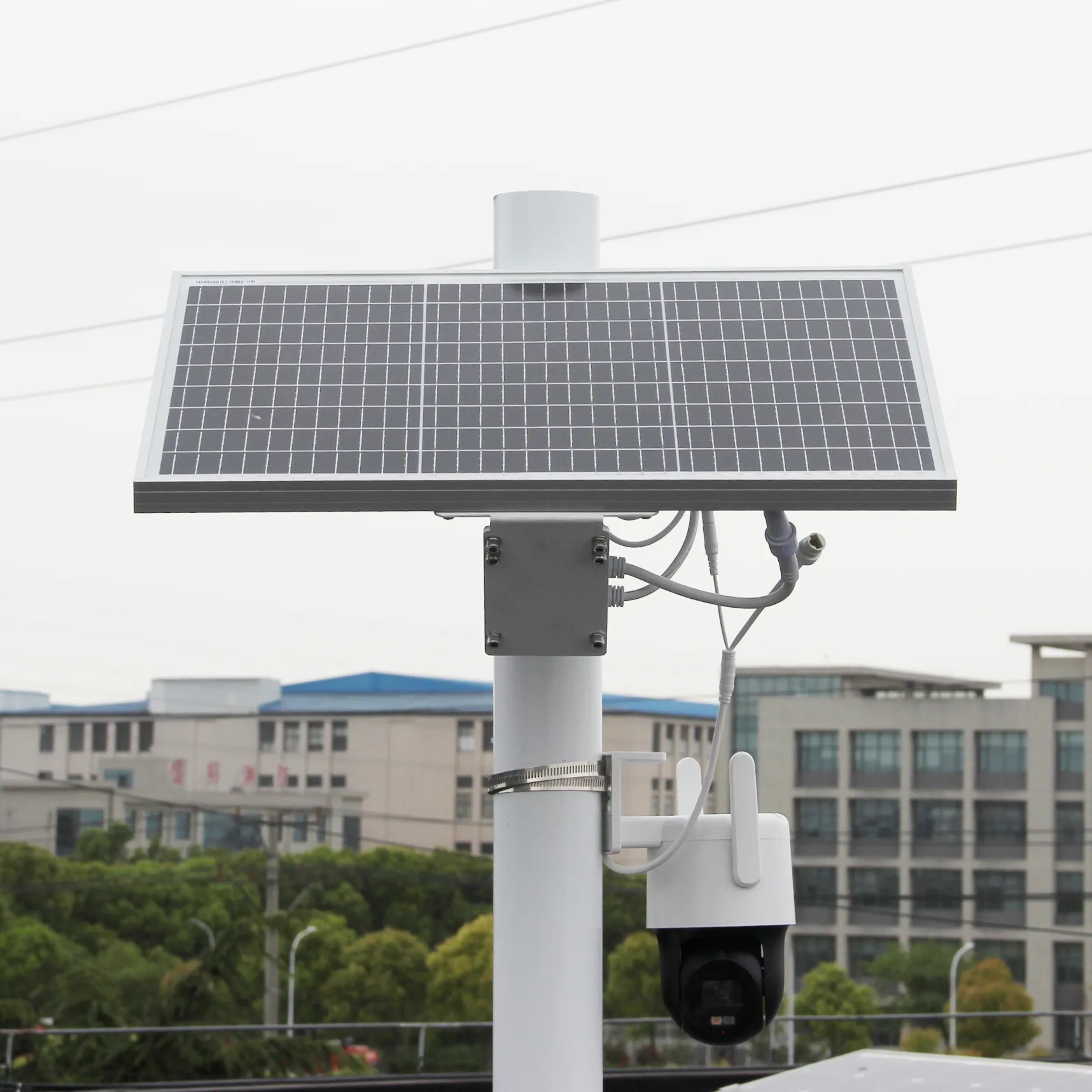 Sistema de seguridad de monitoreo de panel solar mono de 80W y 120W con kit de batería de litio de 60Ah, 100Ah y 120Ah para cámara CCTV, salida de 12V CC