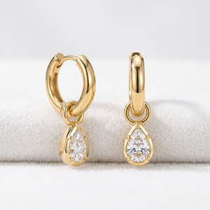 Trending Pear Cut Lab Grown Diamond Drop Hoop <b>Earrings</b> Custom 18K Gold VVS Lab Created Diamond Bridal <b>Fine</b> <b>Earrings</b> - Product Image 1