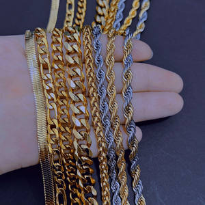 Collar de cadena cubana de acero inoxidable para hombre, cadena de eslabones de oro de 18k, joyería de acero inoxidable para hombre, Figaro, cadena de serpiente - Product Image 6