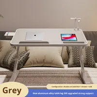 GRACECOASTER Table de lit moderne en plastique à hauteur réglable avec tiroir de rangement et panneau de conception pour bureau d'ordinateur à domicile