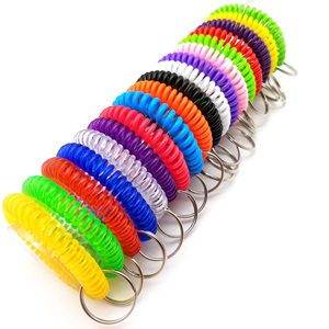 Muñequera de bobina de plástico estirable multicolor, muñequera de resortes de bobina de muñeca EVA, llavero con correa para la muñeca - Product Image 1