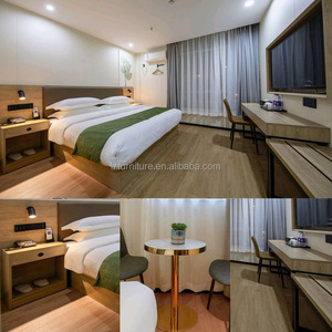 Hotel Project Furniture Commplete Bedroom <b>Set</b> with Wooden Bed FrameMattress <b>Desk</b> Chairs Wardrobe & TV Unit for Budget Hotels - Product Image 6