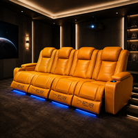 Fauteuil inclinable électrique de luxe pour home cinéma avec éclairage LED, porte-gobelet et port USB, en cuir
