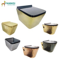 Vaisselle murale en céramique à personnaliser, de couleur noir ou or, toilette murale pour salle de bains, 1 pièce