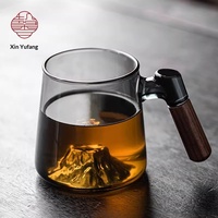 Tasse à thé en verre haute température grande capacité pour bureau, faite à la main, design chinois simple, logo personnalisé, marque HLS, pour hommes