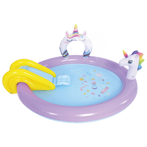 Centro de Juegos Inflable para Piscina, Piscina Inflable para Exteriores con Tobogán - Product Image 1