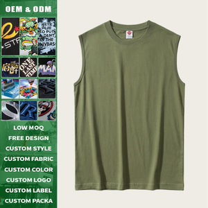 เสื้อกล้ามผู้ชายสไตล์สตรีทแวร์ ผ้าถัก 220GSM ผ้าฝ้าย 100% คอกลม ทรงเข้ารูปแบบมัสเซิล ไซส์ใหญ่ ใส่สบาย เหมาะสำหรับออกกำลังกาย ลำลอง ระบายอากาศได้ดี แห้งเร็ว - Product Image 1