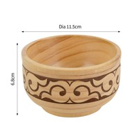 Grand ensemble de bols en bois gravés élégants, design artisanal classique, pour le riz, la soupe et la décoration de table