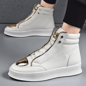 Chaussures pour hommes 2026 Automne Hiver : Bottes imperméables montantes, Chaussures de sécurité, Bottes en cuir décontractées à détails métalliques, Chaussures de course urbaines tendance - Product Image 5