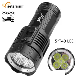 5*T40 push magnetic switch IP68 Waterproof Deep Sea Operation Patrol led Diving Underwater torch light flashlight