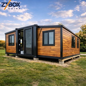 บ้านคอนเทนเนอร์แบบขยายได้ ZYBOX ขนาด 40 ฟุต ลายไม้สัก ประตูตาข่ายนิรภัย บ้านสำเร็จรูปแบบโมดูลาร์สำหรับพนักงานฟาร์มหรือรั้นช์ - Product Image 1