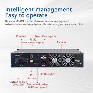 Onduleur à onde sinusoïdale pure pour énergie renouvelable 3000VA 3KVA, modèle rack, autonomie de 15 minutes à pleine charge, options d'autonomie prolongée pour commutateurs réseau - Product Image 2