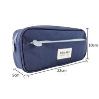 Estuche Escolar Personalizado Azul Marino de Gran Capacidad con Doble Cierre, Multifuncional, para Niños, Hecho de Tela de Poliéster