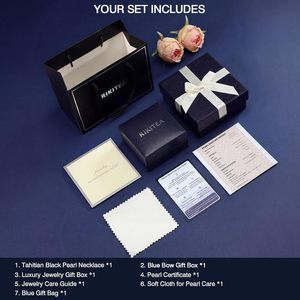 Collana di Perle Nere di Tahiti 9-12mm AAAA, Perla d'Acqua Salata con Ciondolo in Argento Sterling e Moissanite, Gioielli da Matrimonio per Donne - Product Image 5