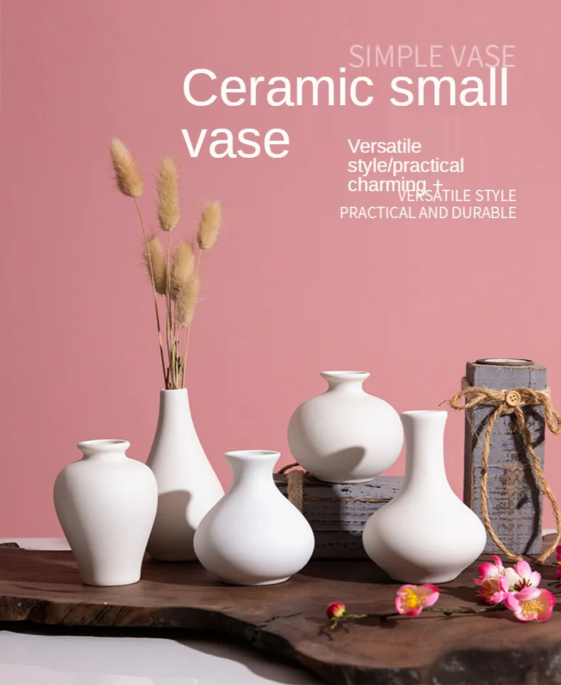 Popularity Flower Vase Home Decor Luxury Vase Ceramic White Crafts Flower Bottle Living Room Ceramic The Nordic Minimalist Style