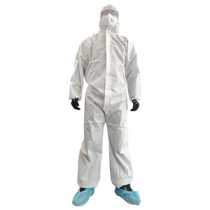 Macacão químico descartável não tecido para laboratório industrial, roupa de trabalho para salas limpas, capuz de proteção geral com CE