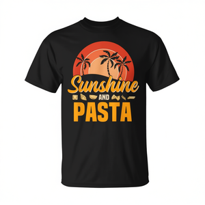 T-shirt promotionnel Sunshine & Pasta pour les amateurs de cuisine italienne rétro vintage - Product Image 2