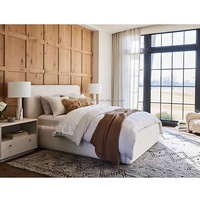 Lit plateforme moderne de luxe rembourré en tissu velours, cadre de lit King/Queen avec tête de lit droite pour mobilier de chambre