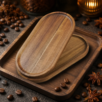 Plateau ovale en bois d'acacia poli, durable et écologique, design contemporain, pour la maison, les restaurants, les cuisines, les fêtes, les mariages, les cadeaux