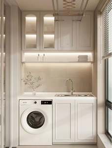 Muebles de Lavandería para Balcón, Estilo Francés, Color Blanco Puro, Súper Prácticos - Product Image 5