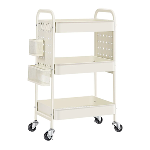 3-laags Multifunctionele <span class=keywords><strong>Plastic</strong></span> Manden Haken Organizer Rollende Nutsopslagkar Met Pegboard En Wielen Voor De Woonkamer - Product Image 1