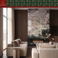 Dalle de marbre rose et vert GOLDKING naturelle quatre saisons pour cheminée, mur, îlot de cuisine, vasque, baignoire, sol, décoration intérieure