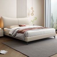 Lit confortable de style moderne avec cadre en bois de pin, revêtement en cuir, taille king size, avec sommier et garantie de 3 à 5 ans