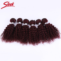 Extensions de cheveux humains brésiliens bouclés crépus 6 pièces 99J Jerry Curly pour femme, 100% cheveux Remy, tissage à double trame
