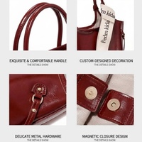 Tas Wanita Bergaya dengan Tali Selempang yang Dapat Disesuaikan, Terbuat dari Bahan PU Mengkilap yang Dapat Disesuaikan, Dengan Dua Kancing, Bordir yang Tahan Lama, dan Cocok untuk Penggunaan Sehari-hari.