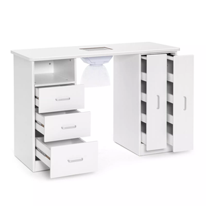 Meuble de salon multifonctionnel : <span class=keywords><strong>Table</strong></span> de <span class=keywords><strong>manucure</strong></span> de haute qualité avec tiroirs et étagère à vernis à ongles blanche - Product Image 1