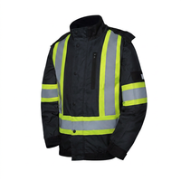 Veste d'hiver réversible personnalisée haute visibilité matelassée réfléchissante en microfibre antibactérienne pour homme, idéale pour les travaux routiers et la construction