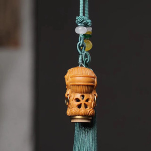 Sandalwood Carved Tara Pendant 2.5cm Chinese Style Keychain Mobile Phone Decoration <b>Ornament</b> Gift - Product Image 2