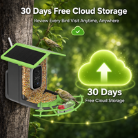 Caméra de surveillance intelligente pour mangeoire à oiseaux 4MP WiFi avec reconnaissance d'oiseaux par IA, alimentation solaire, vision nocturne et stockage cloud, à suspendre