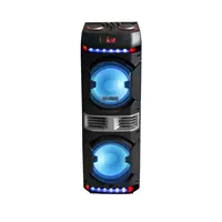 Baterai Isi Ulang Speaker Pesta Ganda 10 Inci dengan Empat Roda Universal dan Gagang Pembawa Sistem Karaoke Rumah