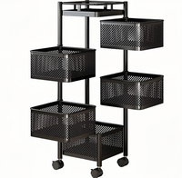 Vente en gros Multilayer 360 °   Étagère de rangement rotative, chariot de cuisine mobile pour fruits et légumes, chariot à roulettes avec roues