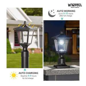 Lámpara Solar LED para Poste, 6000K, Encendido/Apagado Automático, Impermeable, con Base de Montaje en Poste, para Carreteras, Jardines y Paisajes, Lámpara Decorativa para Exteriores - Product Image 4