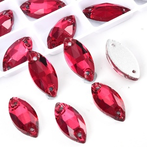 OLeeya Fuchsia Sewing Crystals Teardrop Rivoli Navette Shapes Flat Back Gemstones Glass Sew on Rhinestones for <b>Dance</b> <b>Dresses</b> - Product Image 5