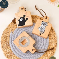 Ouvre-bouteille magnétique en bois massif avec logo personnalisé, motif patte de chat créative, portable et multifonctionnel