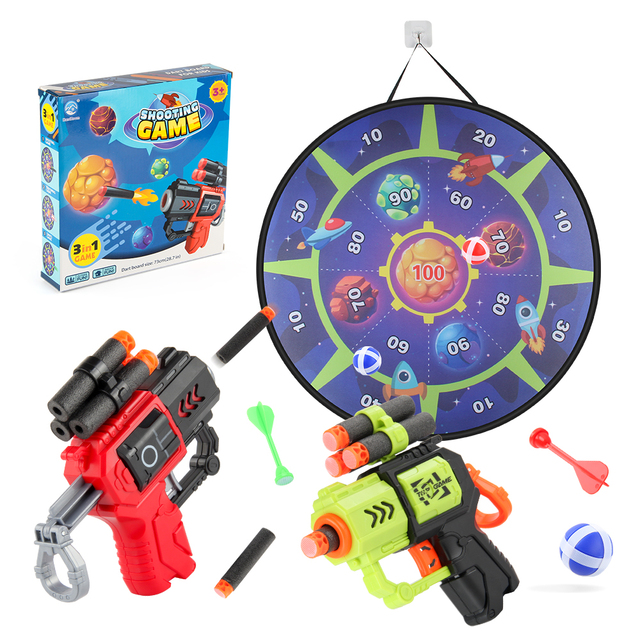 Shooting Game for Kids Indoor Sport Toy Set with Target Bar Launcher Gun Plastic Bullet Ball Reusable