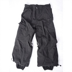 Pantalones de Snowboard Negros Resistentes con Cintura Ajustable con Cordón, Abertura Frontal, Ventilación Transpirable, Forro Polar y Tobillos Ajustables - Product Image 1